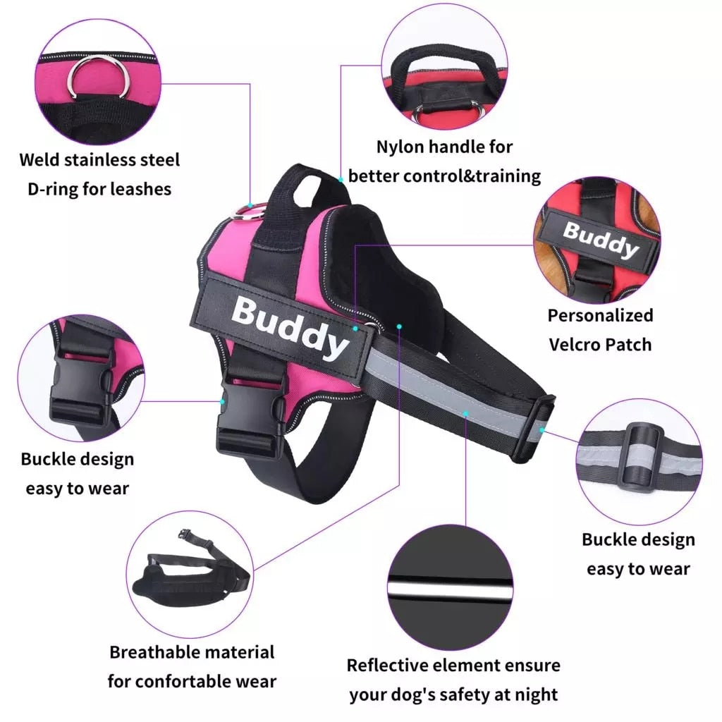 No-Pull Personalized Reflective Harness - The Royal Pet